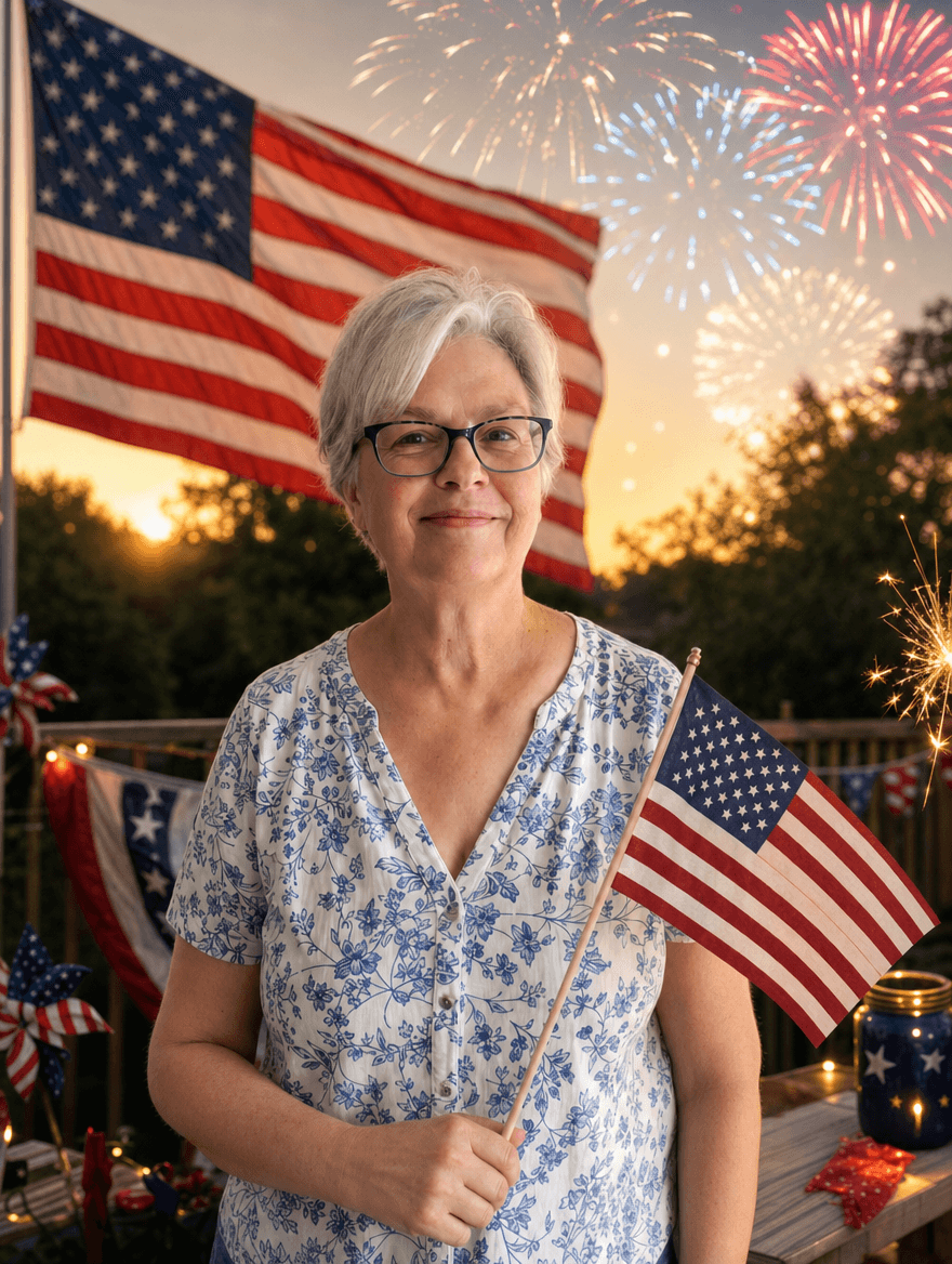 The same person transformed into a patriotic keepsake
