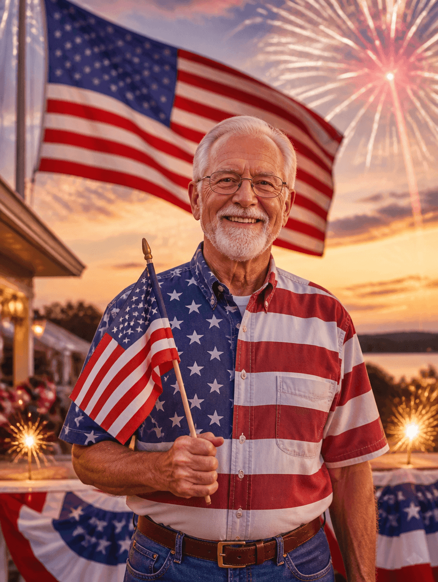 An older man as a proud Fourth-of-July portrait